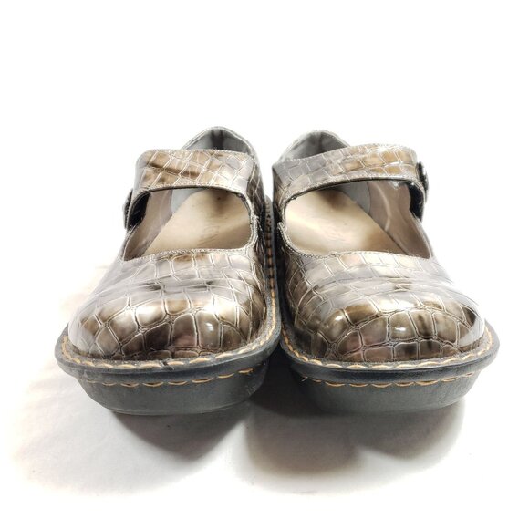 Kagen Mary Jane Croc-Embossed Bronze Shoes Womens Size 9 - Picture 6 of 9
